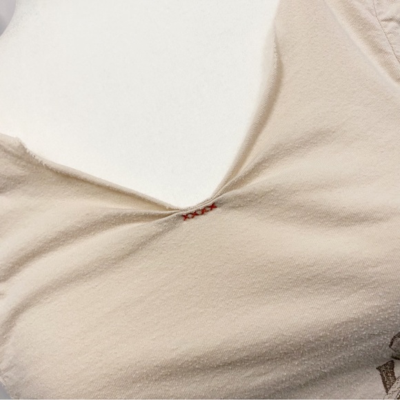 Roxy Cream Cap Sleeve V-neck Floral Print Shirt - Picture 2 of 5